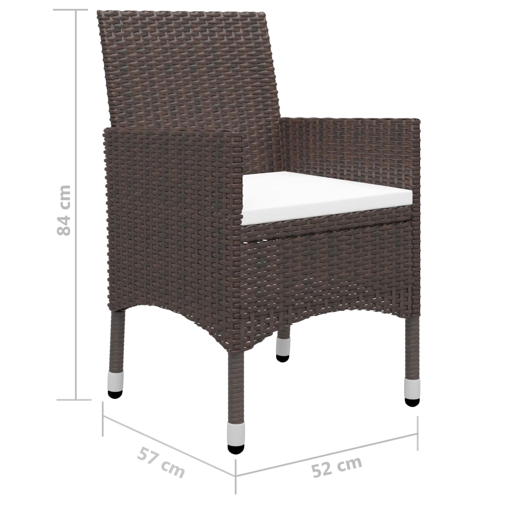 3 Piece Garden Dining Set Poly Rattan And Tempered Glass