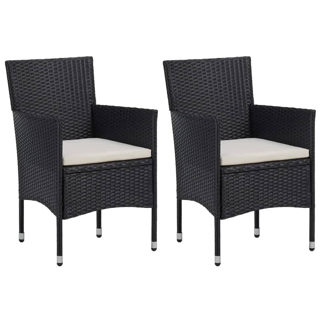 3 Piece Garden Dining Set Poly Rattan And Solid Wood Black