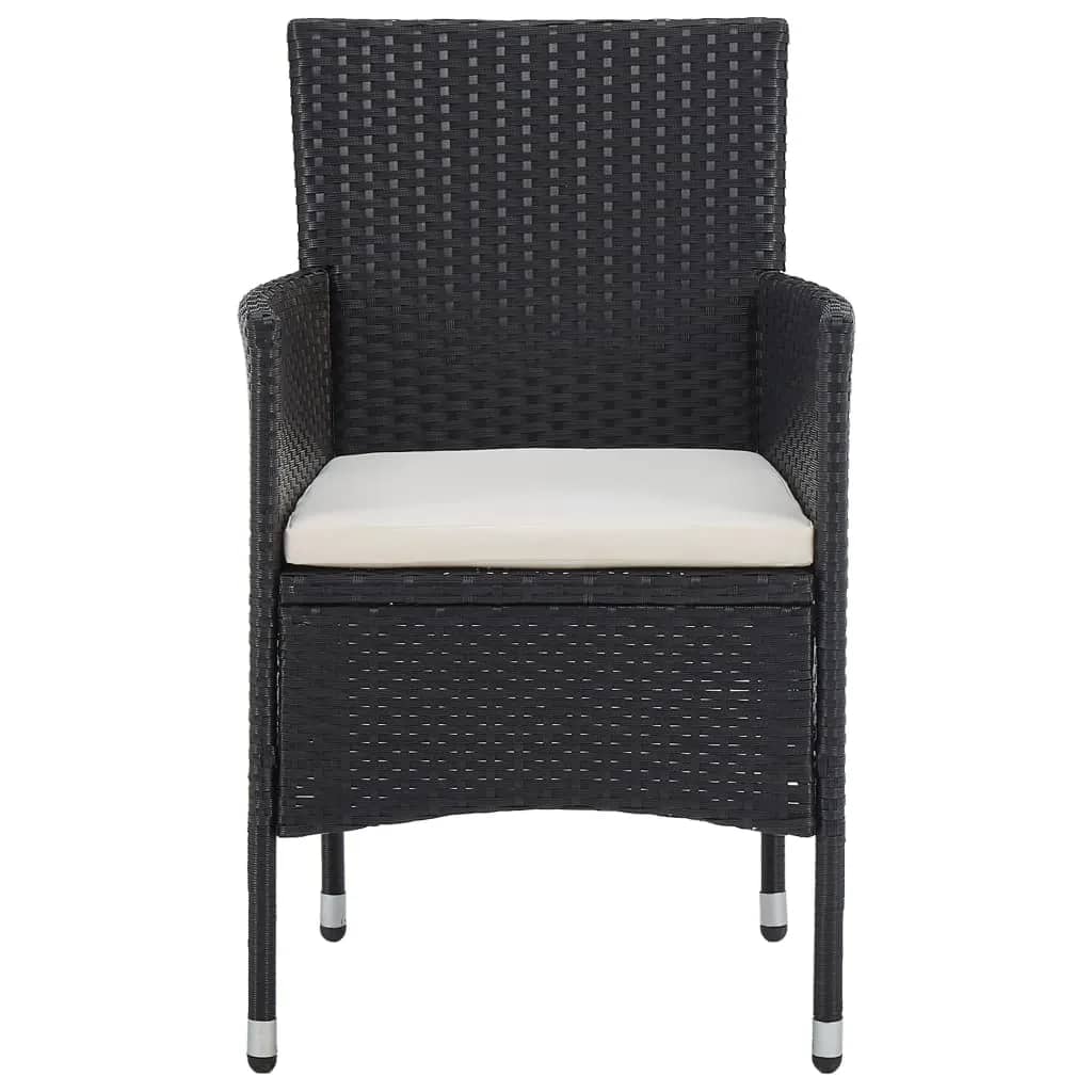 3 Piece Garden Dining Set Poly Rattan And Solid Wood Black