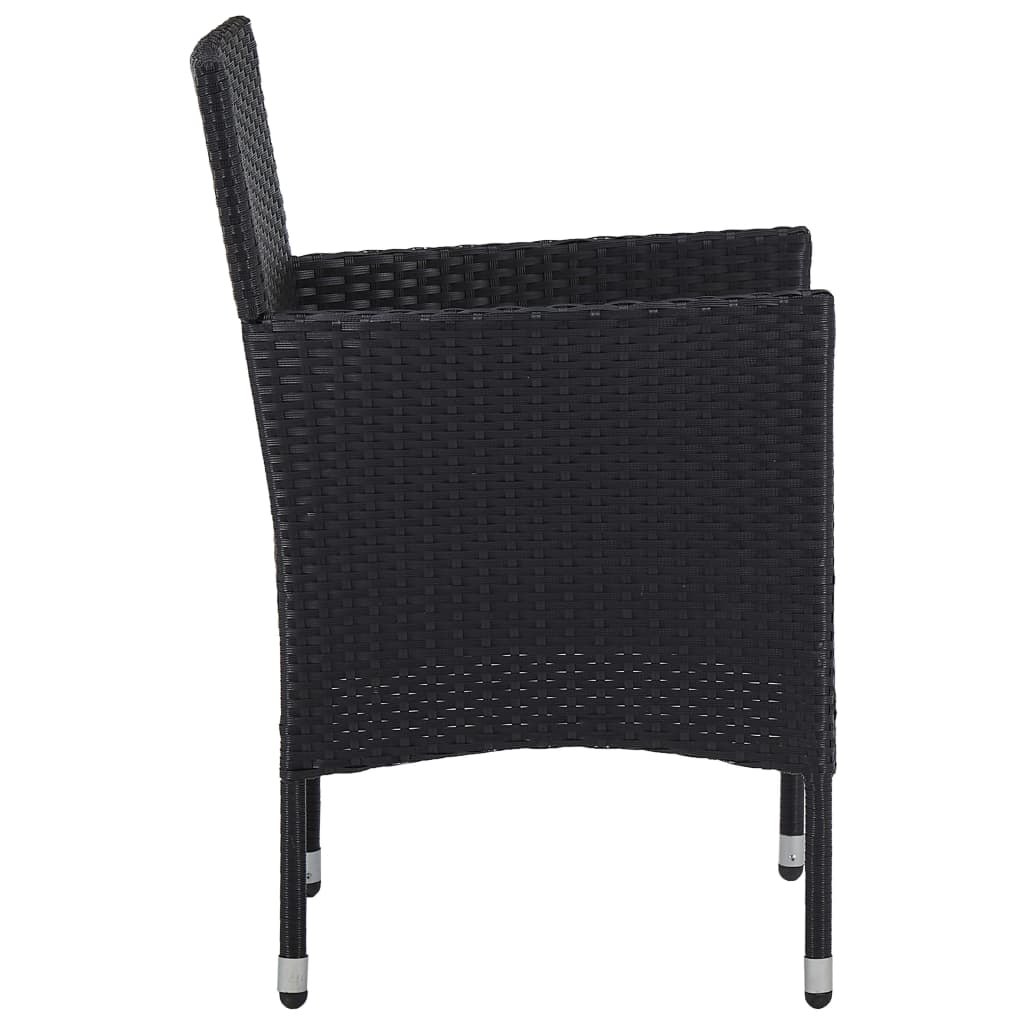 3 Piece Garden Dining Set Poly Rattan And Solid Wood Black