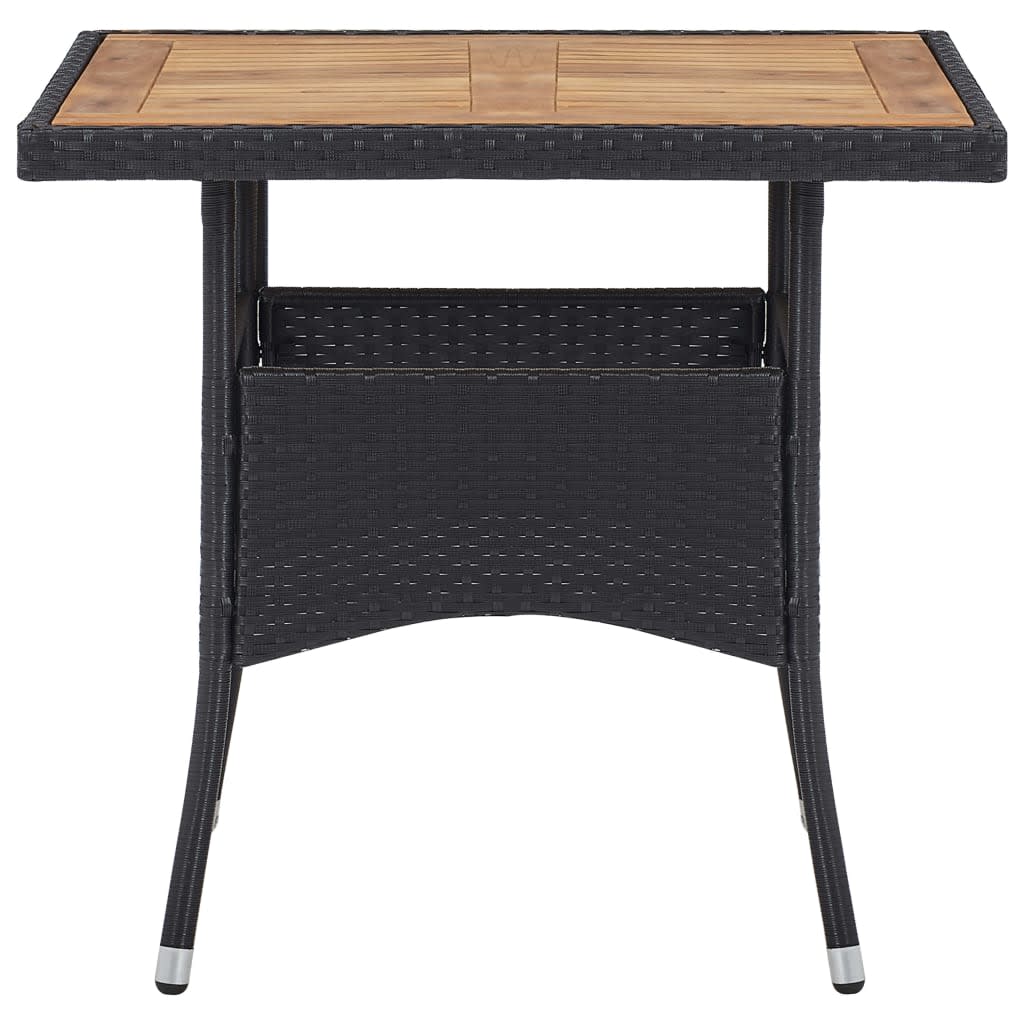 3 Piece Garden Dining Set Poly Rattan And Solid Wood Black
