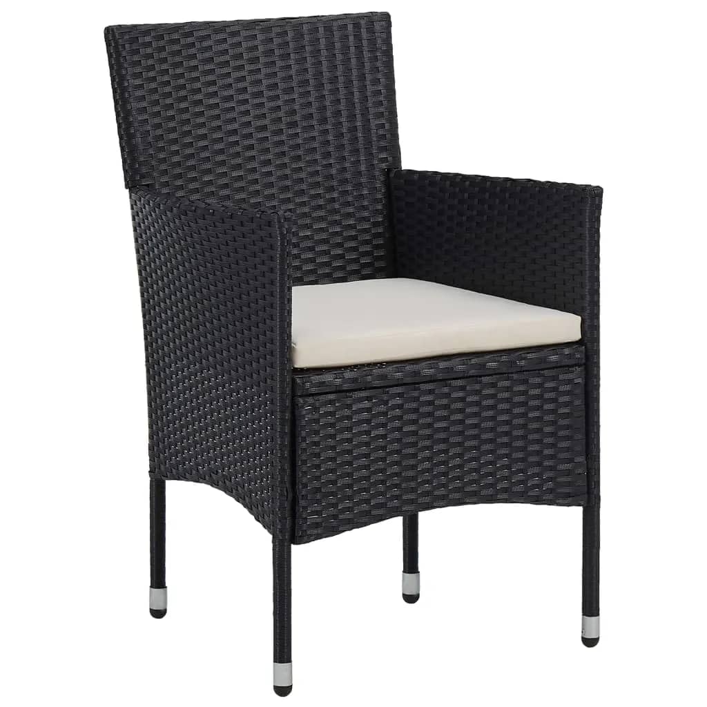 3 Piece Garden Dining Set Poly Rattan And Tempered Glass