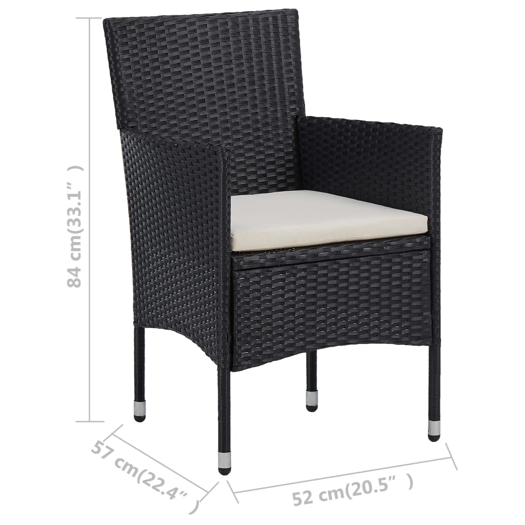 3 Piece Garden Bistro Set Poly Rattan And Tempered Glass