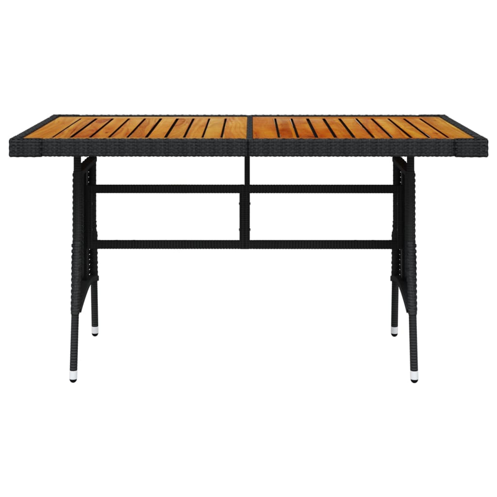 Garden Table Poly Rattan & Solid Acacia Wood