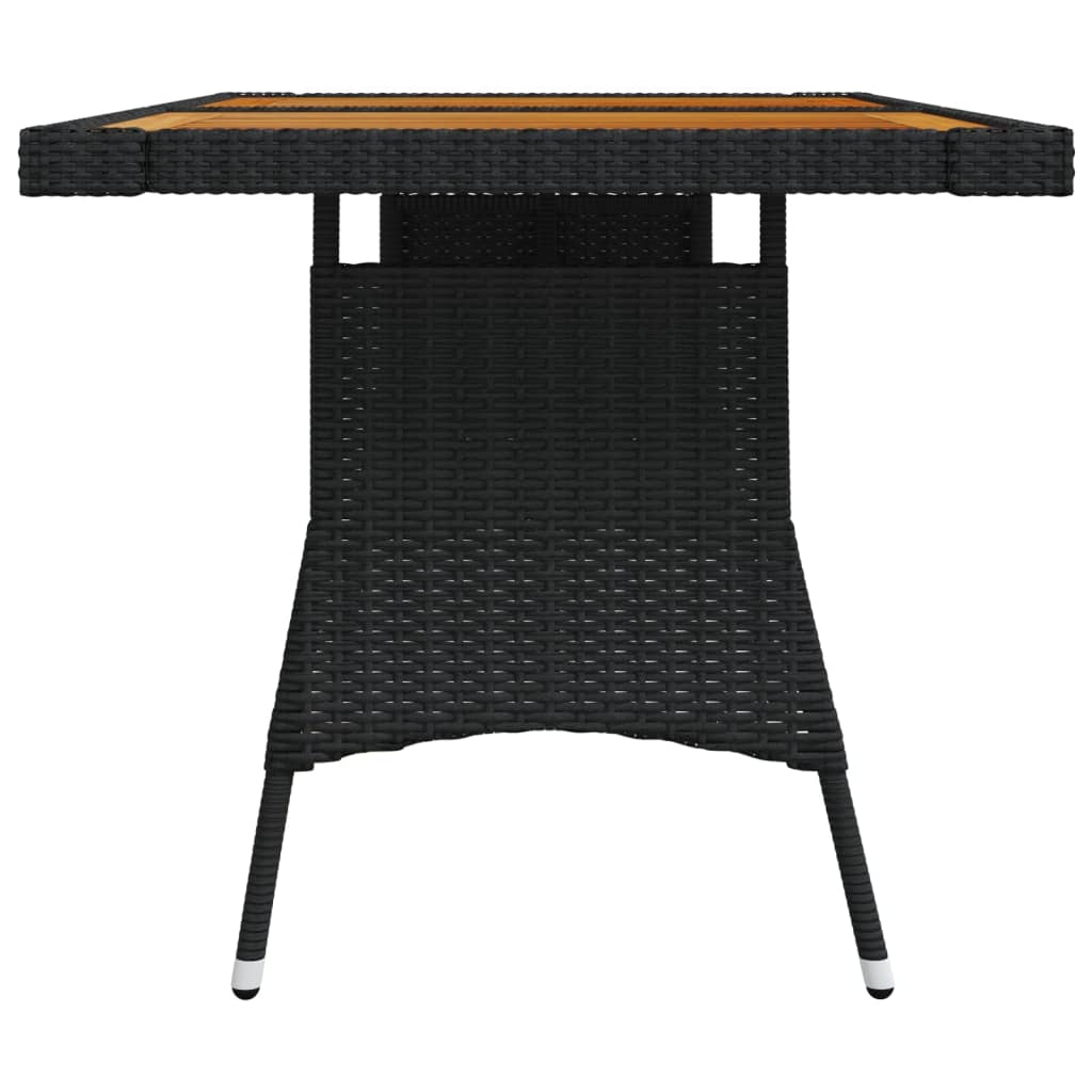 Garden Table Poly Rattan & Solid Acacia Wood