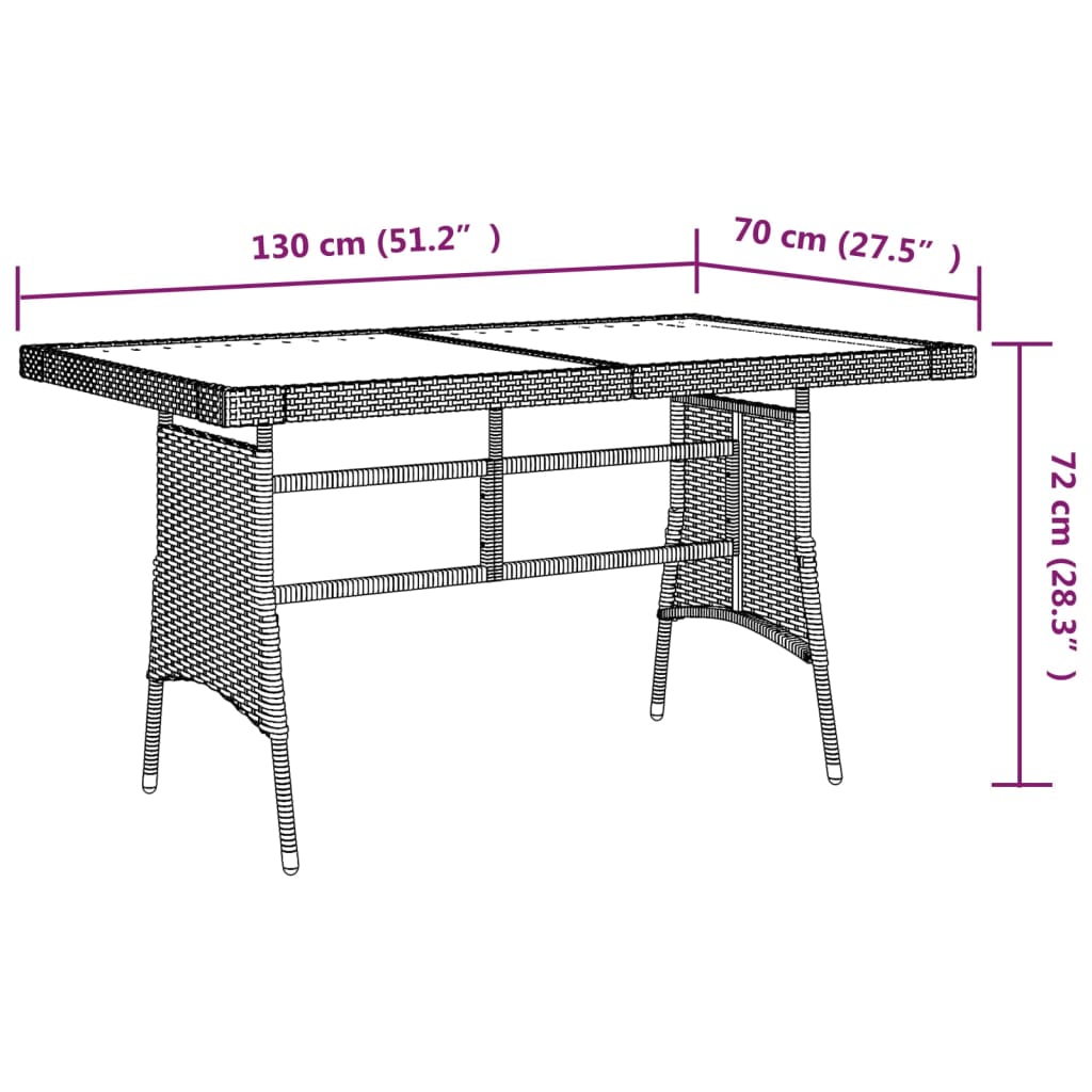 Garden Table Poly Rattan & Solid Acacia Wood