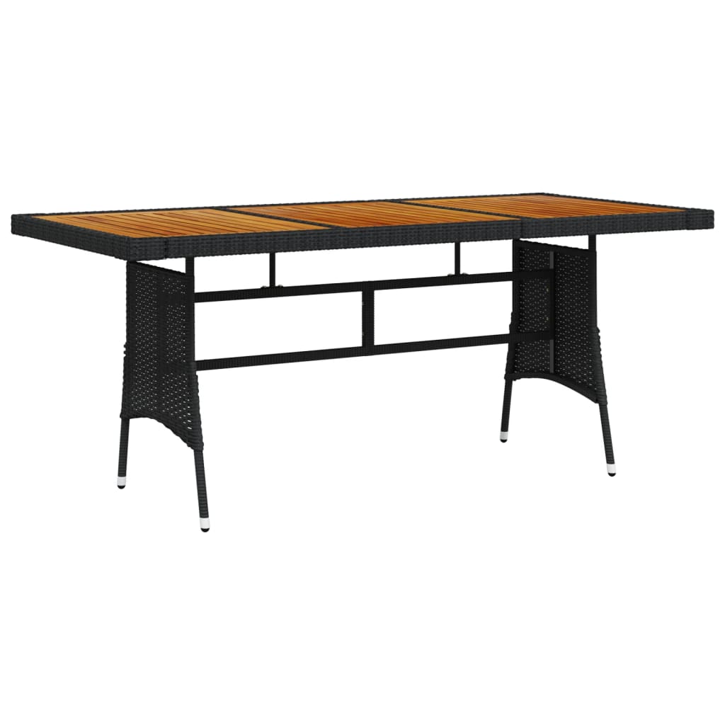 Garden Table Poly Rattan & Solid Acacia Wood