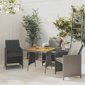 Garden Table Poly Rattan & Solid Acacia Wood