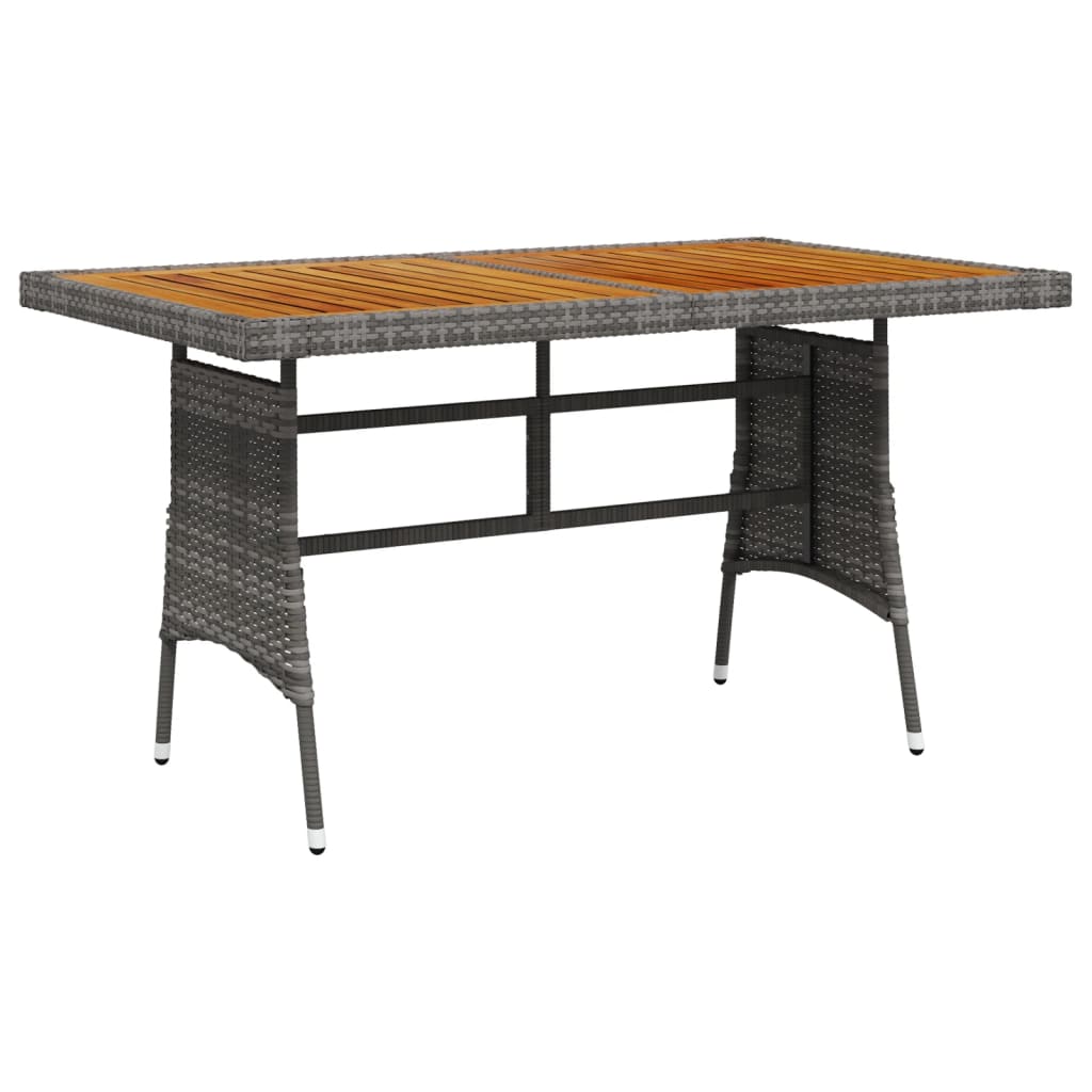 Garden Table Poly Rattan & Solid Acacia Wood