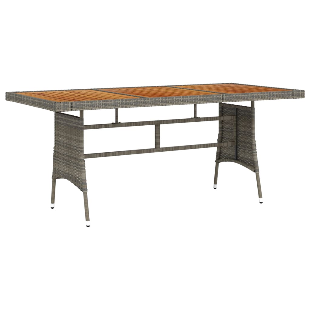 Garden Table Poly Rattan & Solid Acacia Wood