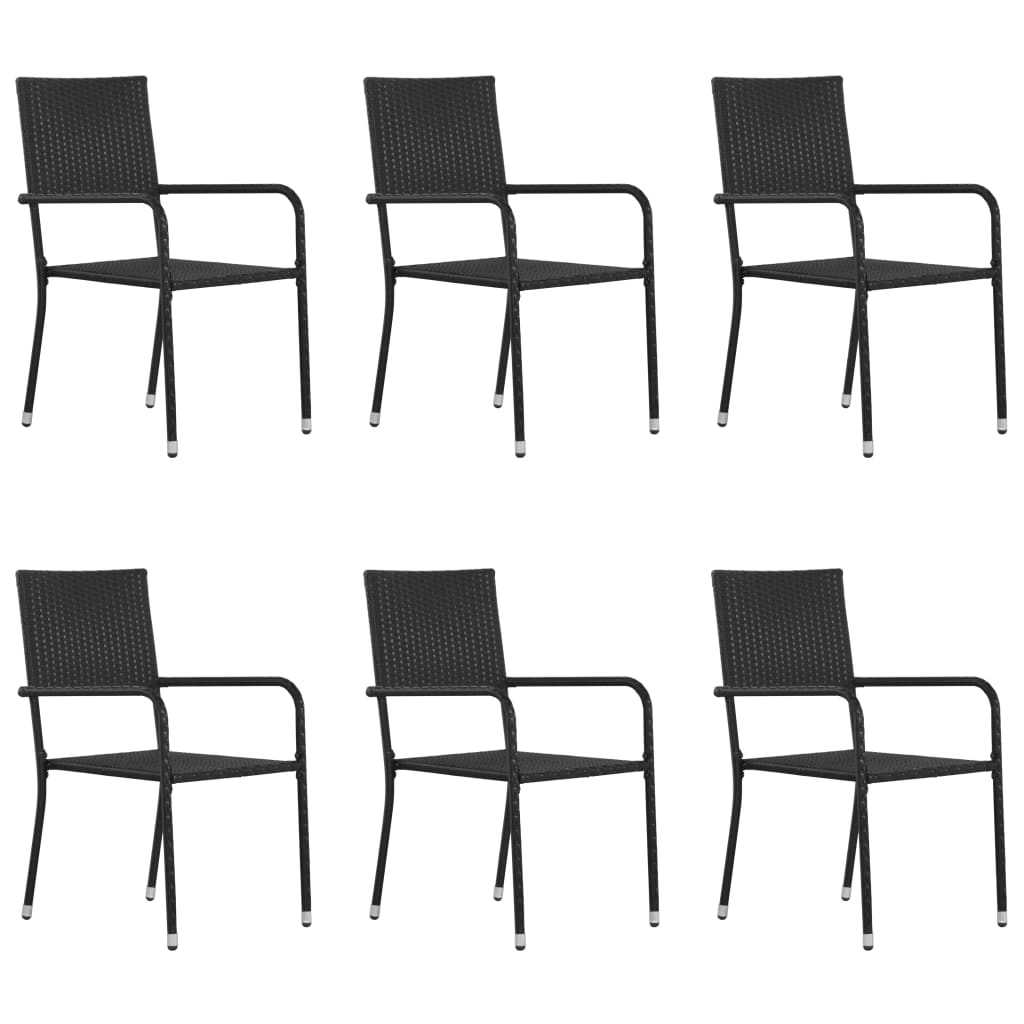 Garden Dining Chairs 6 Pcs Stackable Poly Rattan