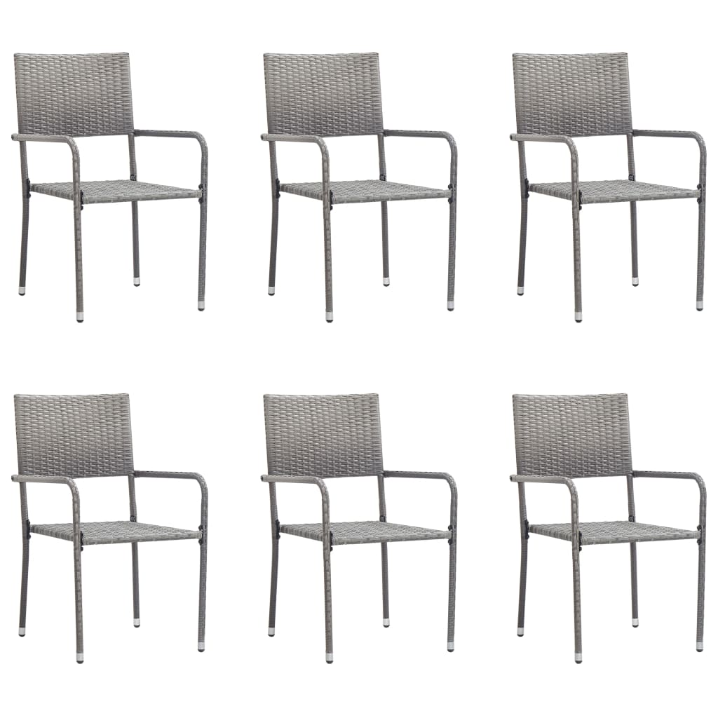 Garden Dining Chairs 6 Pcs Stackable Poly Rattan