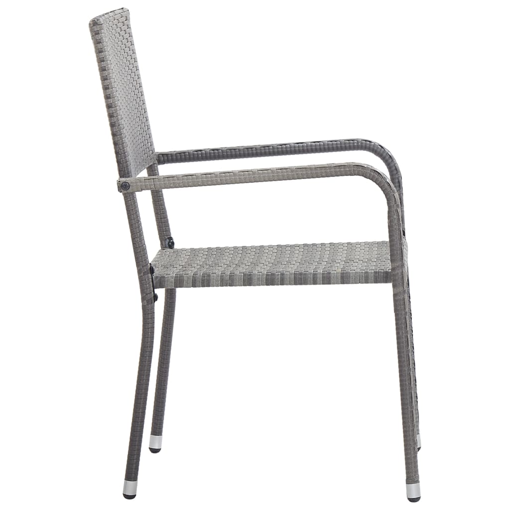 Garden Dining Chairs 6 Pcs Stackable Poly Rattan