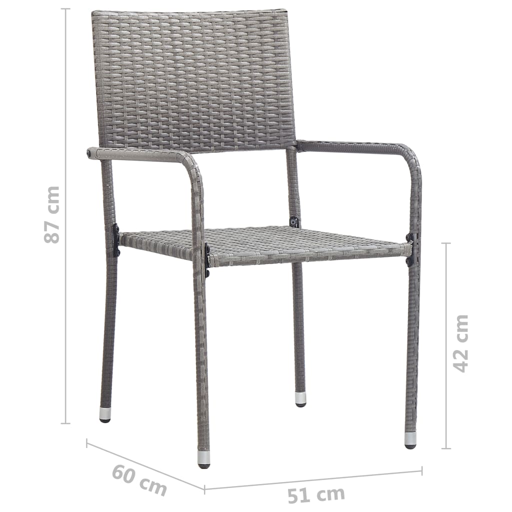 Garden Dining Chairs 6 Pcs Stackable Poly Rattan
