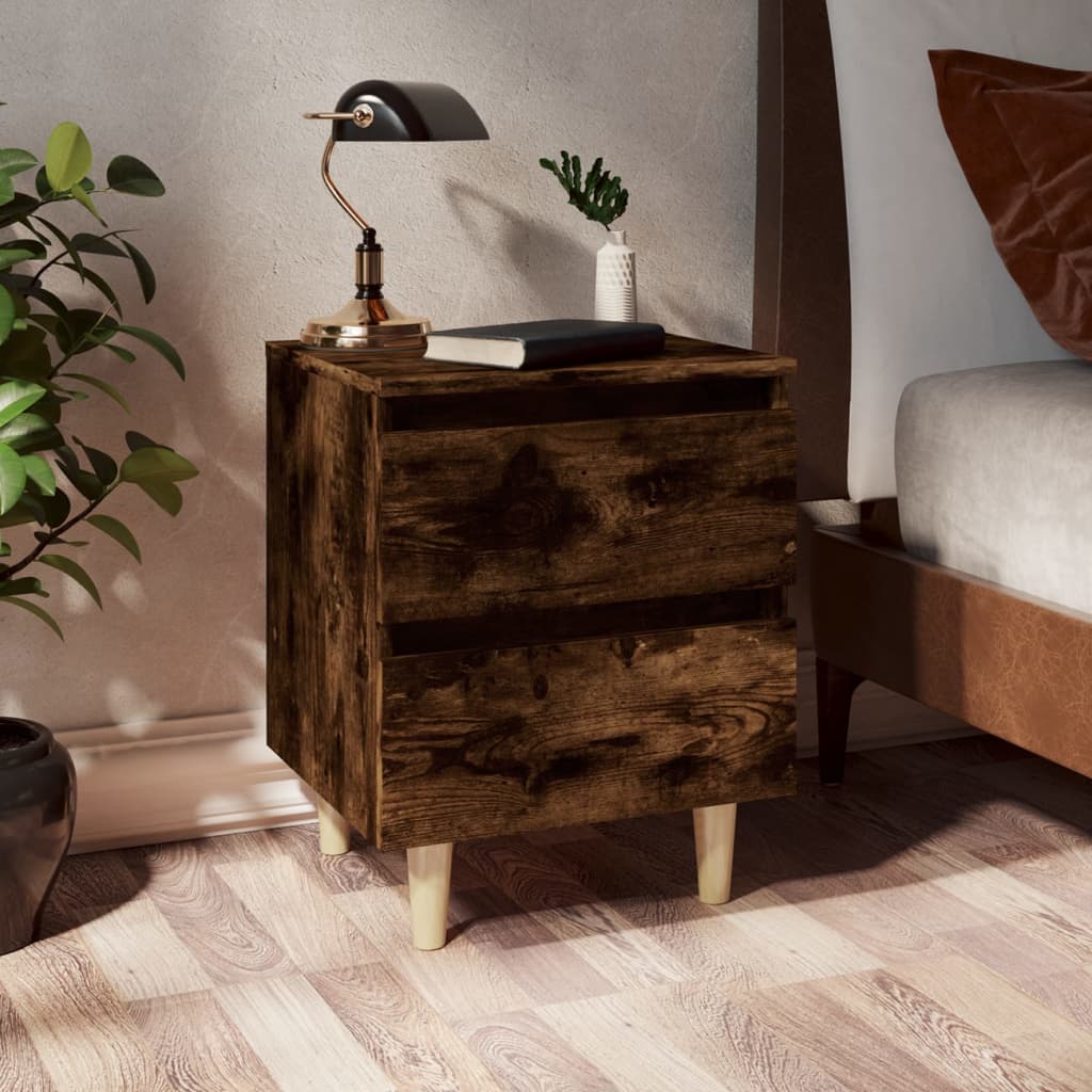 Bed Cabinet With Solid Pinewood Legs 40X35X50 Cm