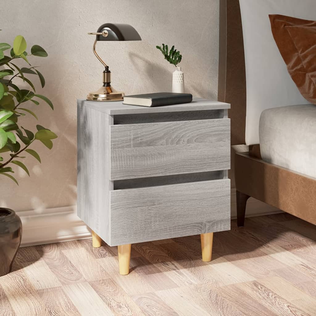 Bed Cabinet With Solid Pinewood Legs 40X35X50 Cm