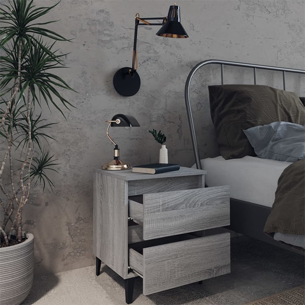 Bed Cabinet With Metal Legs 40X35X50 Cm