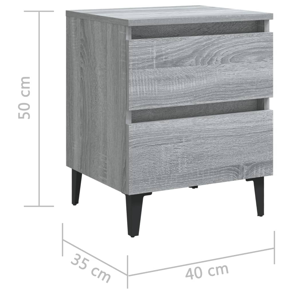Bed Cabinet With Metal Legs 40X35X50 Cm