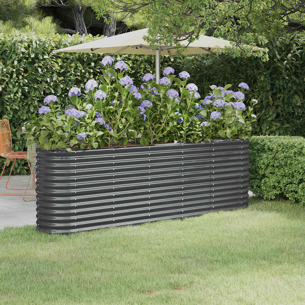Raised Garden Bed Galvanised Steel 224 x 40 x 68cm Anthracite Planter
