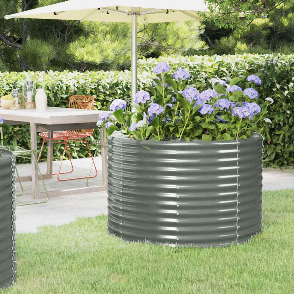 Planter Galvanised Steel Raised Garden Bed Outdoor Vegetable Flower Box grey 100