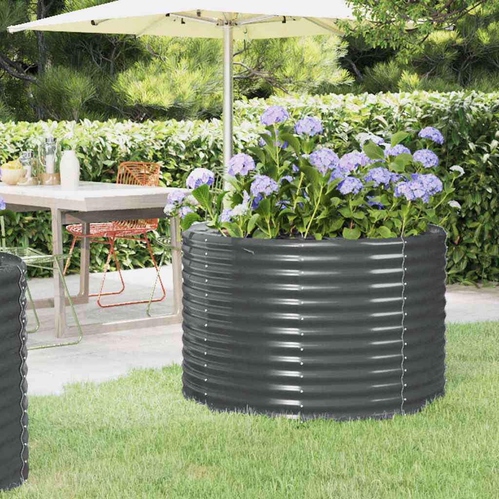 Planter Galvanised Steel Raised Garden Bed Outdoor Vegetable Flower Box grey 100