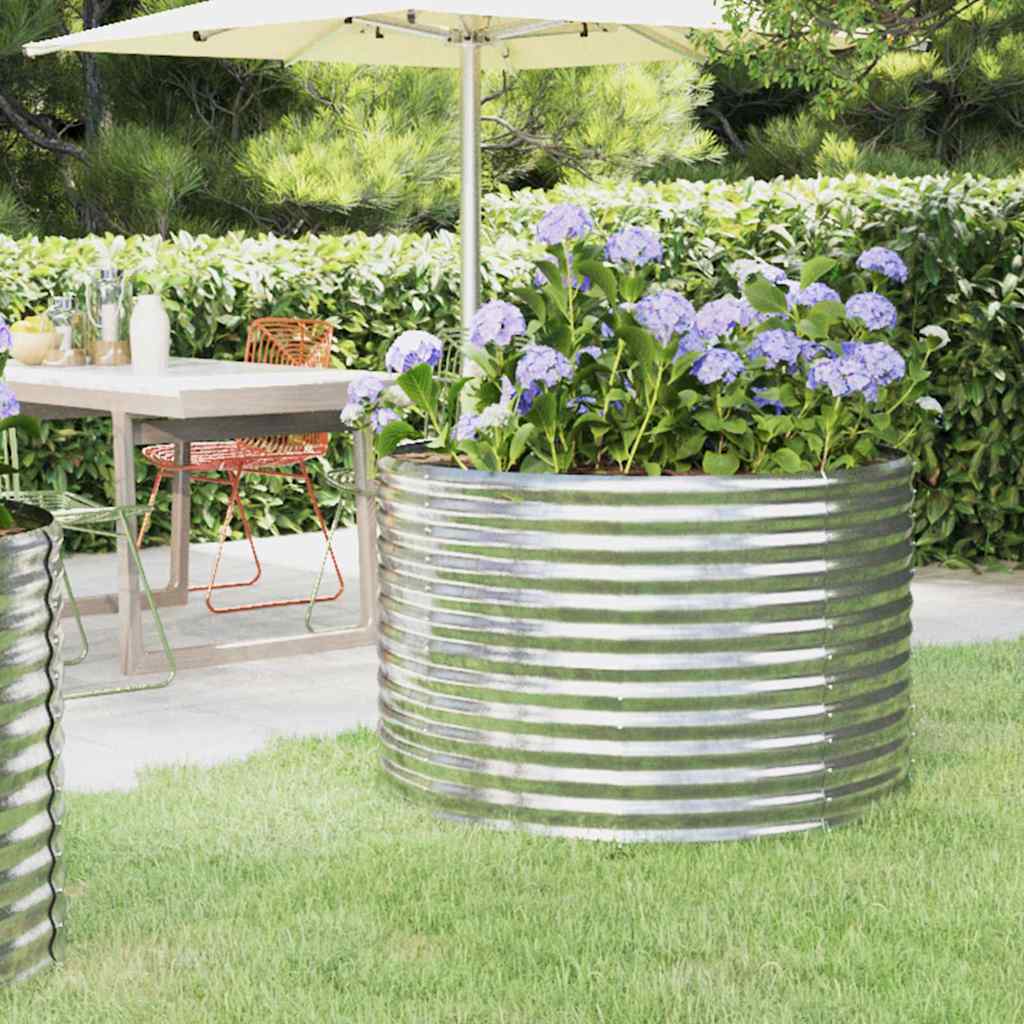 Planter Galvanised Steel Raised Garden Bed Outdoor Vegetable Flower Box grey 100
