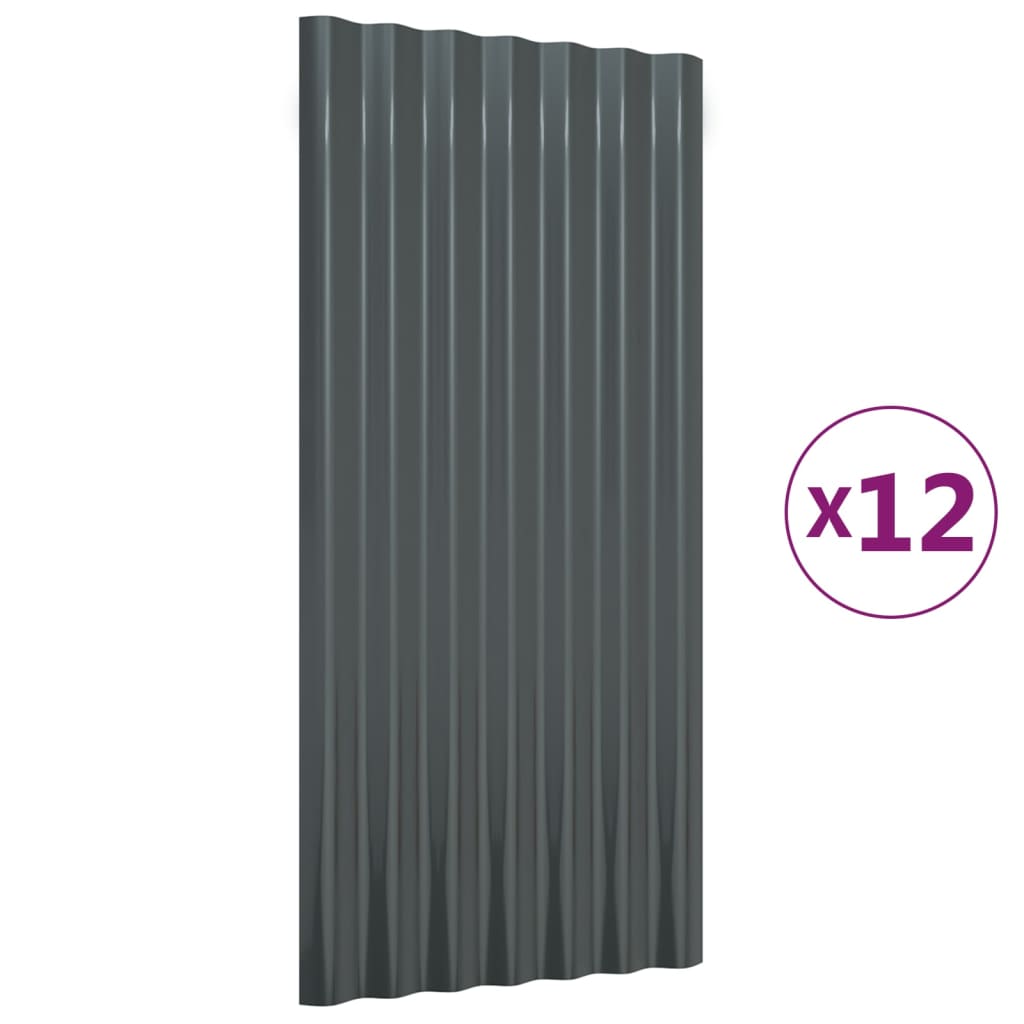 Roof Panels 12 Pcs Galvanised Steel