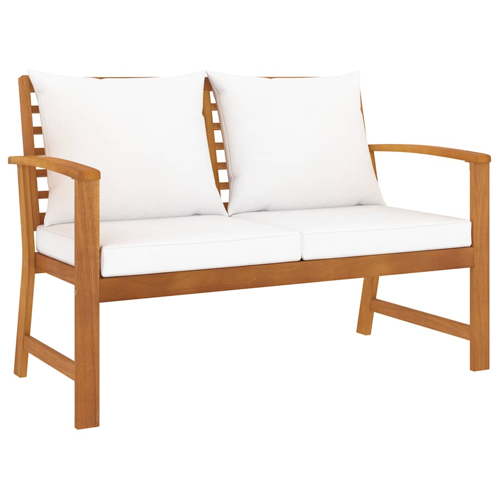 Outdoor Bench 120cm Acacia Garden Cream Cushion Patio Wooden Seat Waterproof 120