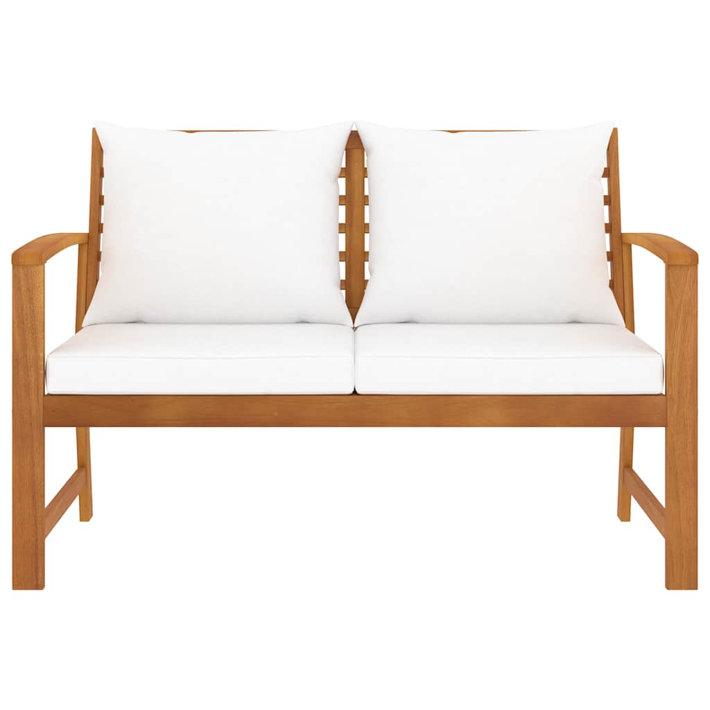 Outdoor Bench 120cm Acacia Garden Cream Cushion Patio Wooden Seat Waterproof 120