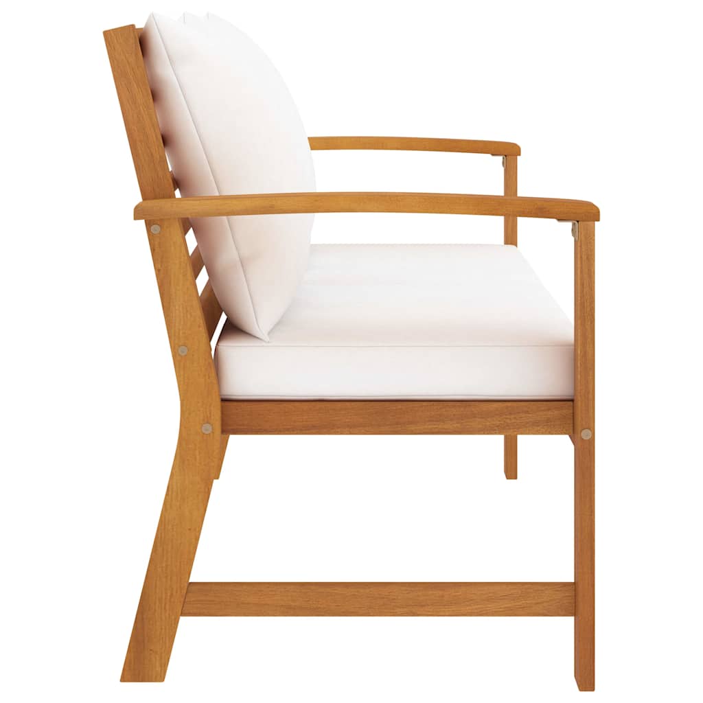 Outdoor Bench 120cm Acacia Garden Cream Cushion Patio Wooden Seat Waterproof 120