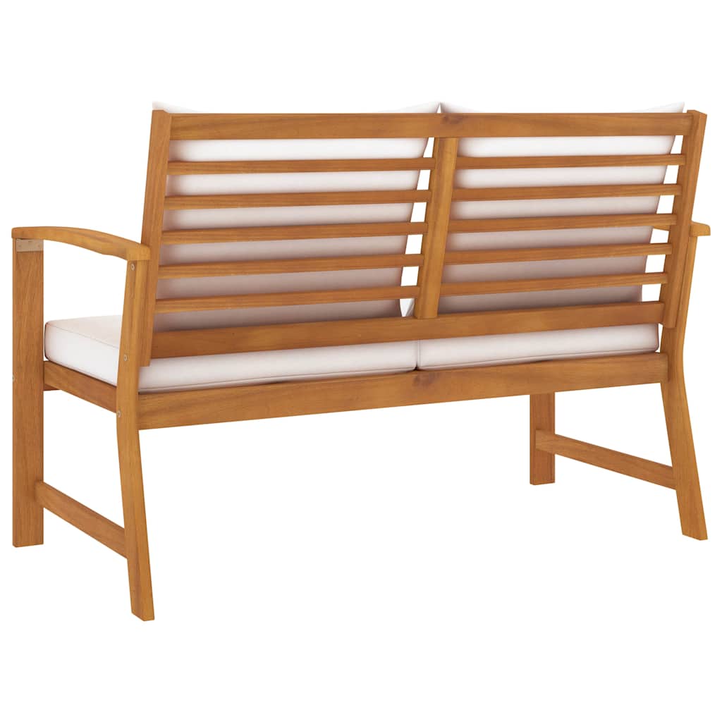 Outdoor Bench 120cm Acacia Garden Cream Cushion Patio Wooden Seat Waterproof 120