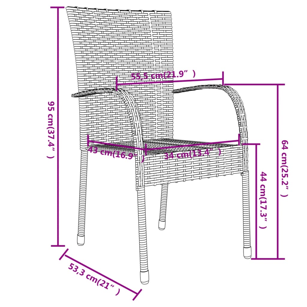 3 Piece Garden Dining Set Poly Rattan
