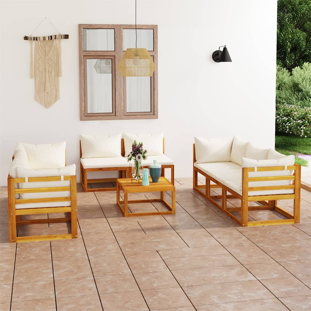 9 Piece Garden Lounge Set With Cushions Solid Wood Acacia