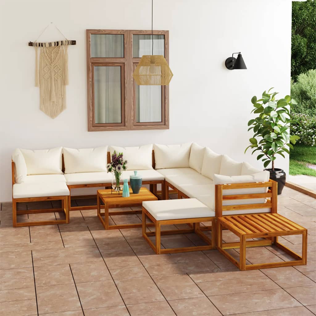 9 Piece Garden Lounge Set With Cushions Solid Wood Acacia