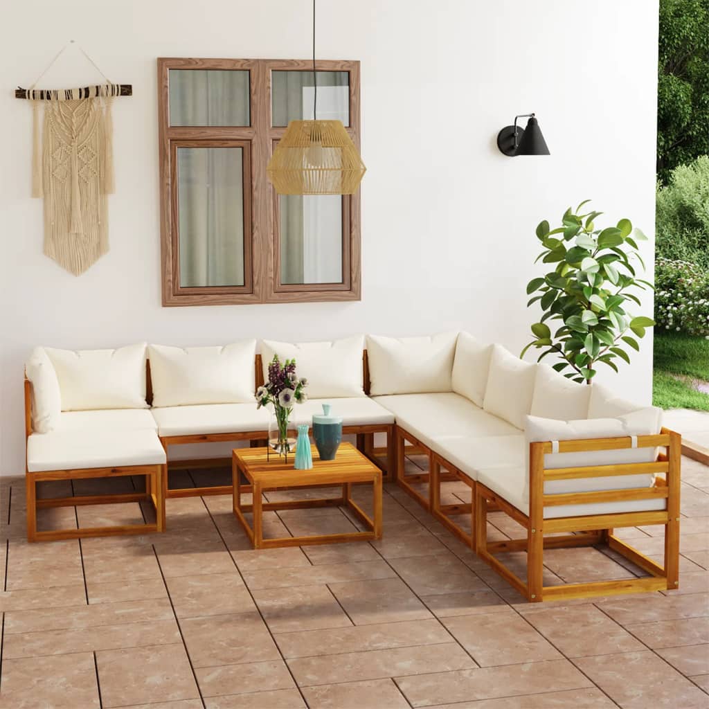 9 Piece Garden Lounge Set With Cushions Solid Wood Acacia