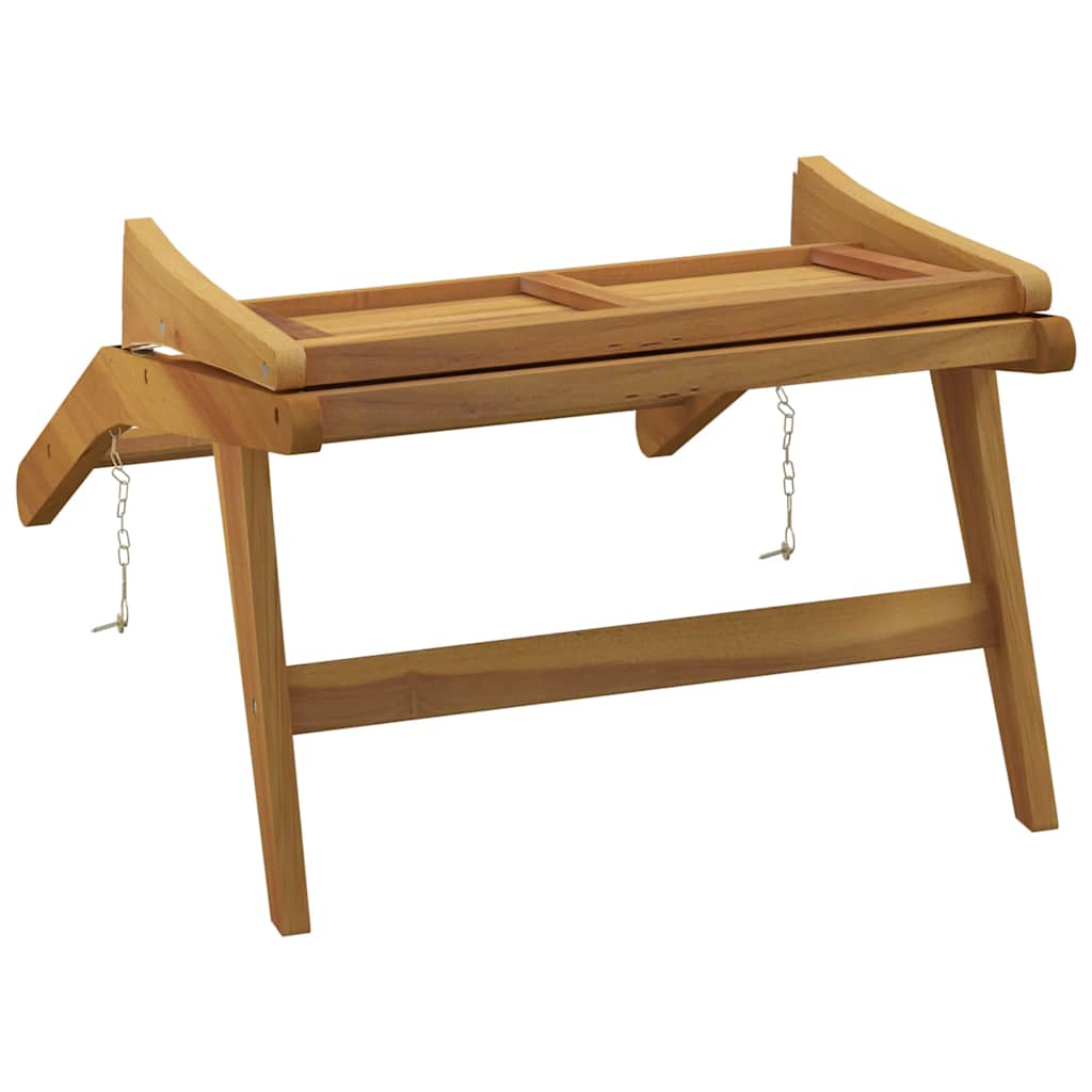 Outdoor Chair Garden Solid Wood Teak Polyester Brown Black Waterproof Foldable 6