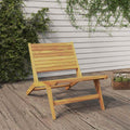 Outdoor Chair Garden Solid Wood Teak Polyester Brown Black Waterproof Foldable 6