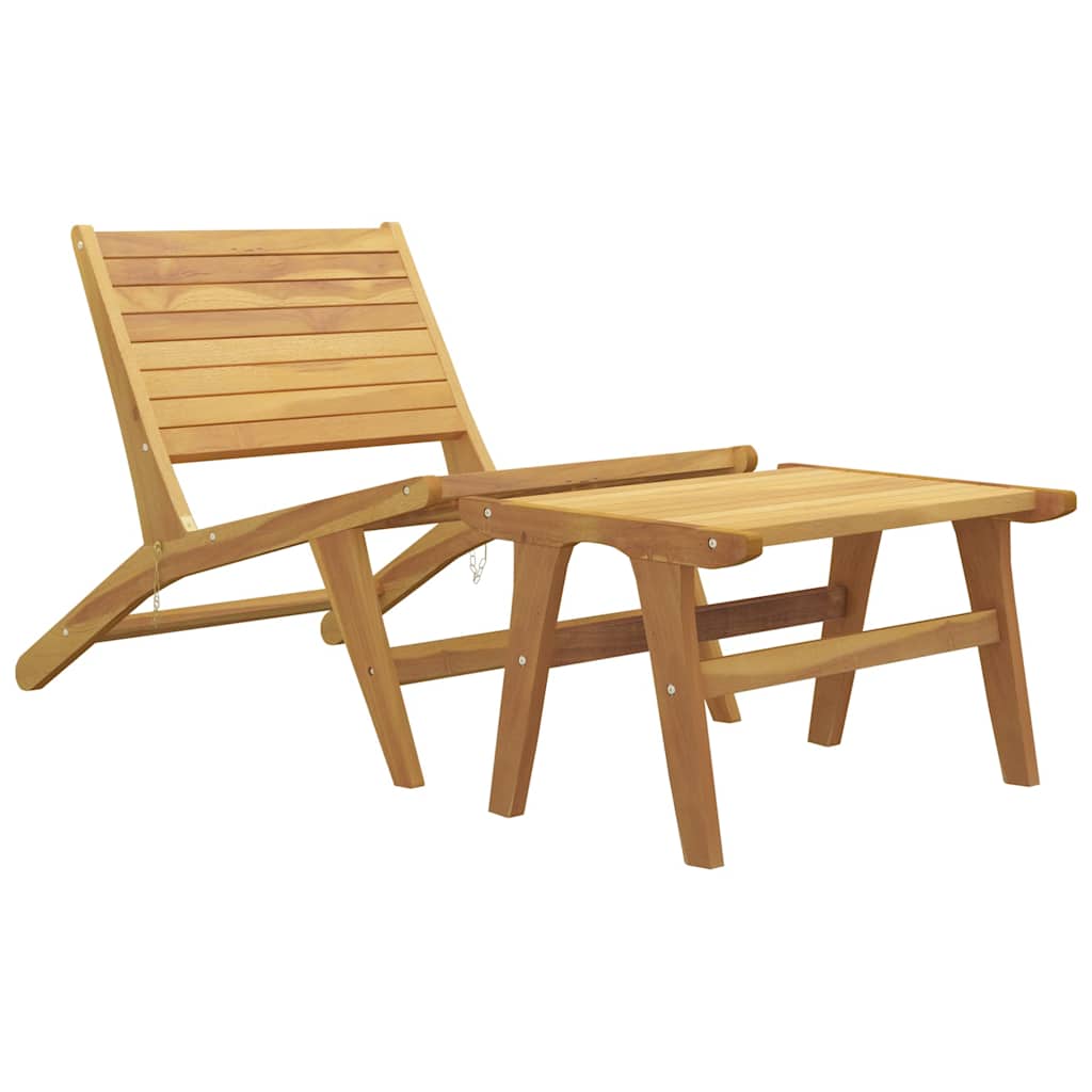 Outdoor Chair Garden Solid Wood Teak Polyester Brown Black Waterproof Foldable 6
