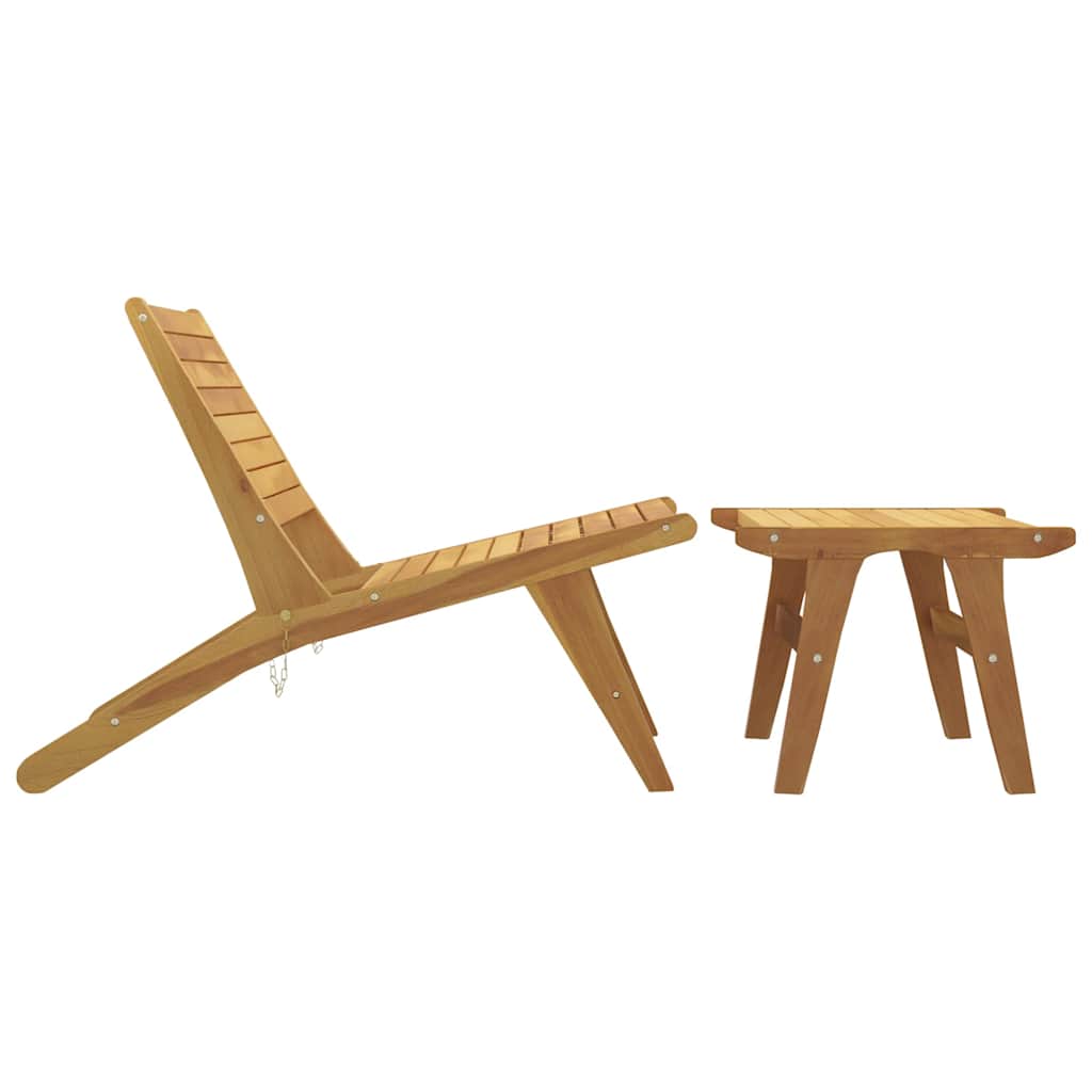 Outdoor Chair Garden Solid Wood Teak Polyester Brown Black Waterproof Foldable 6