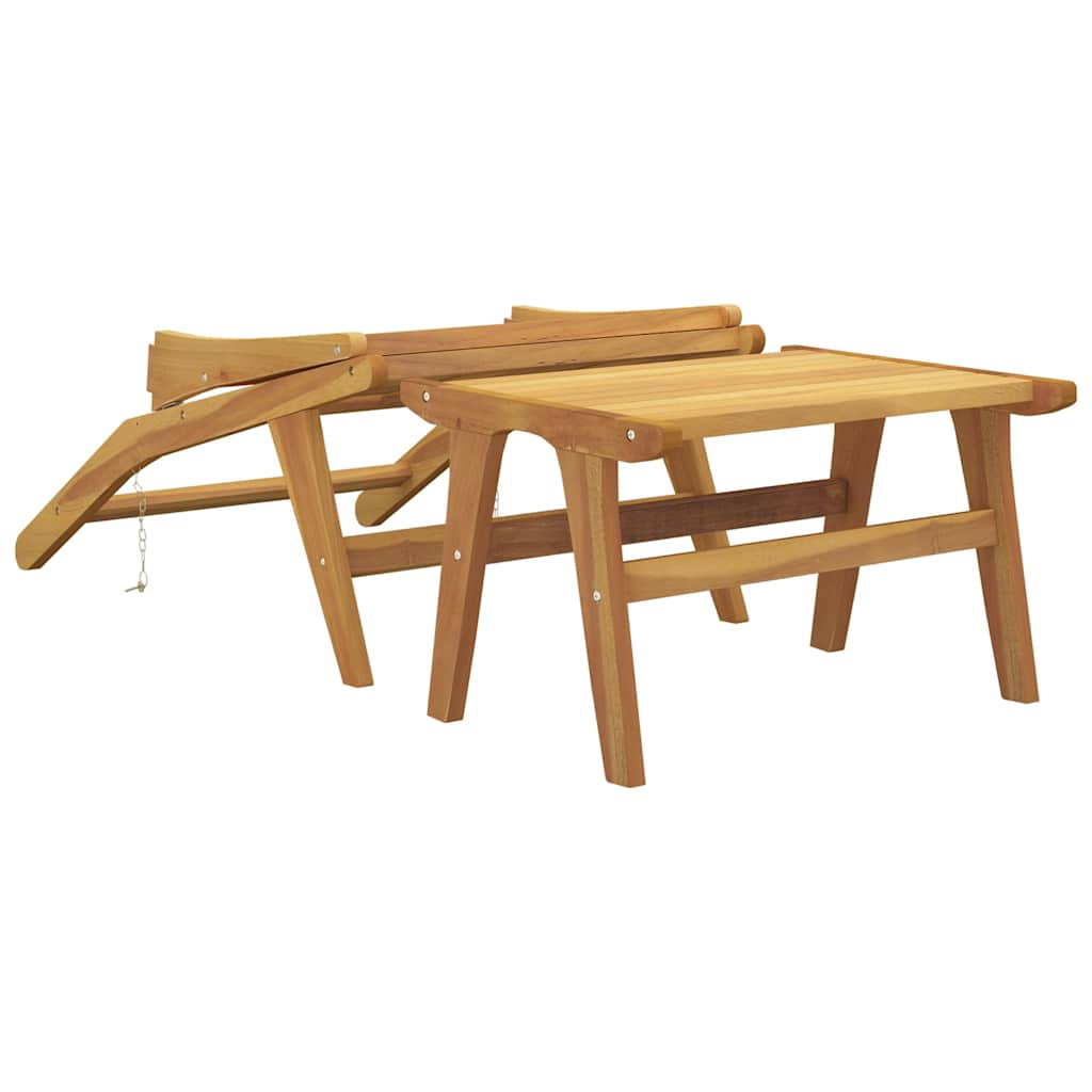 Outdoor Chair Garden Solid Wood Teak Polyester Brown Black Waterproof Foldable 6