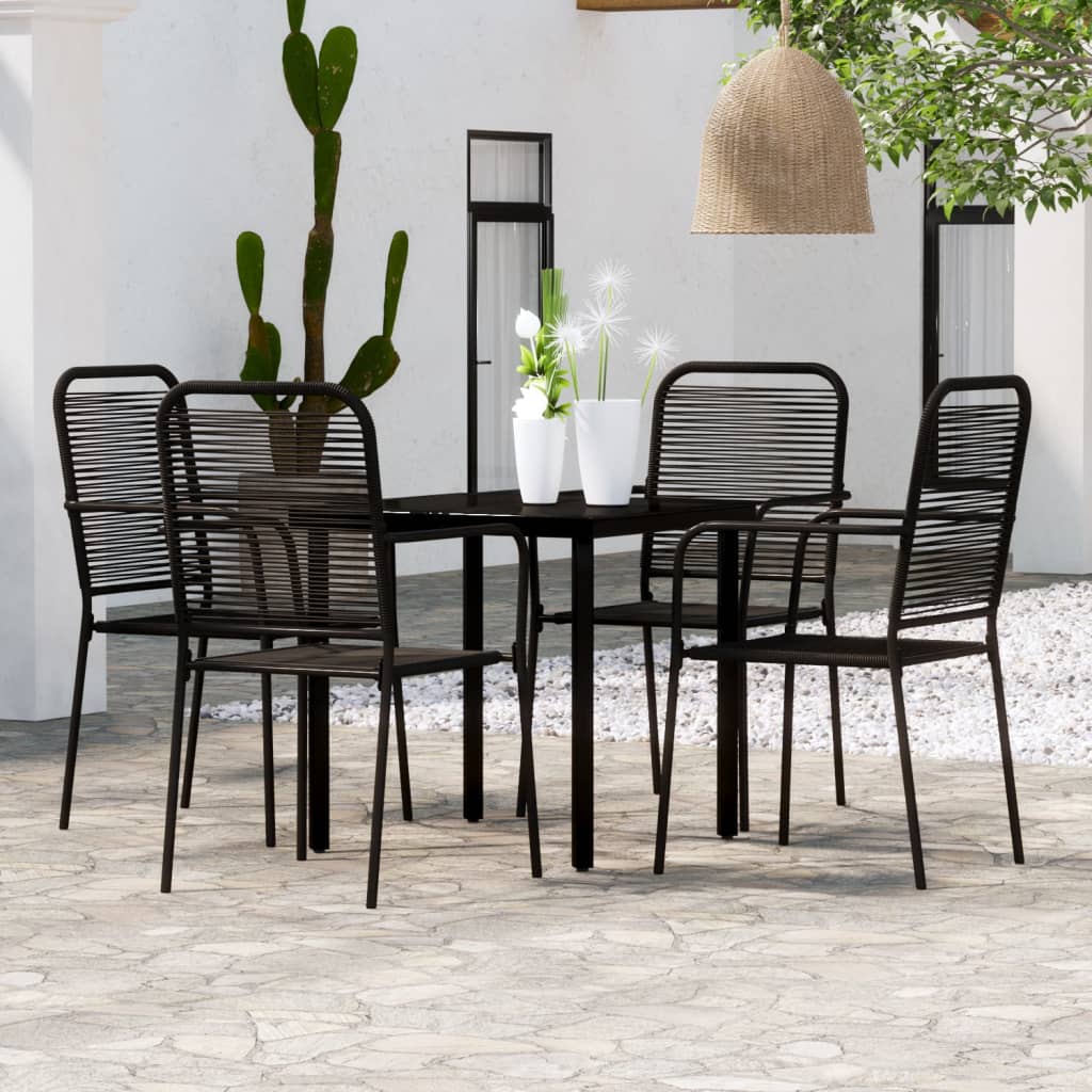 7 Piece Garden Dining Set Black