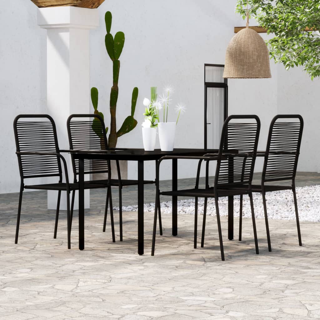 7 Piece Garden Dining Set Black