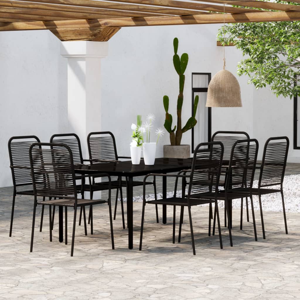 7 Piece Garden Dining Set Black