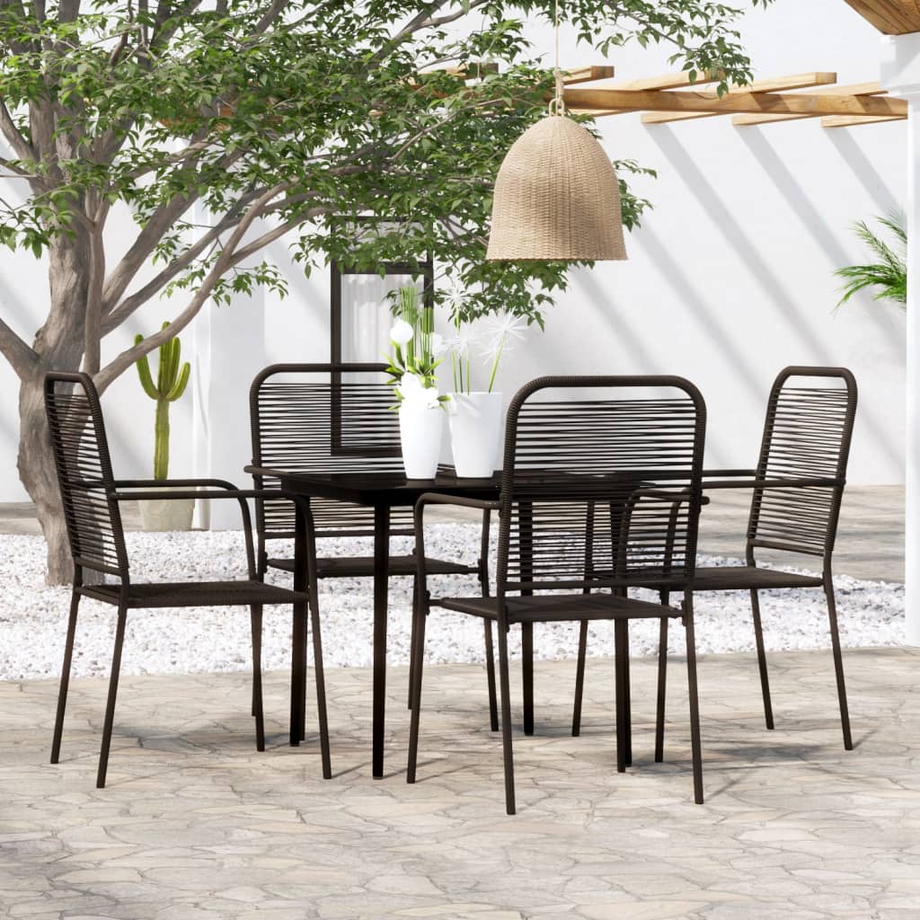 9 Piece Garden Dining Set Black