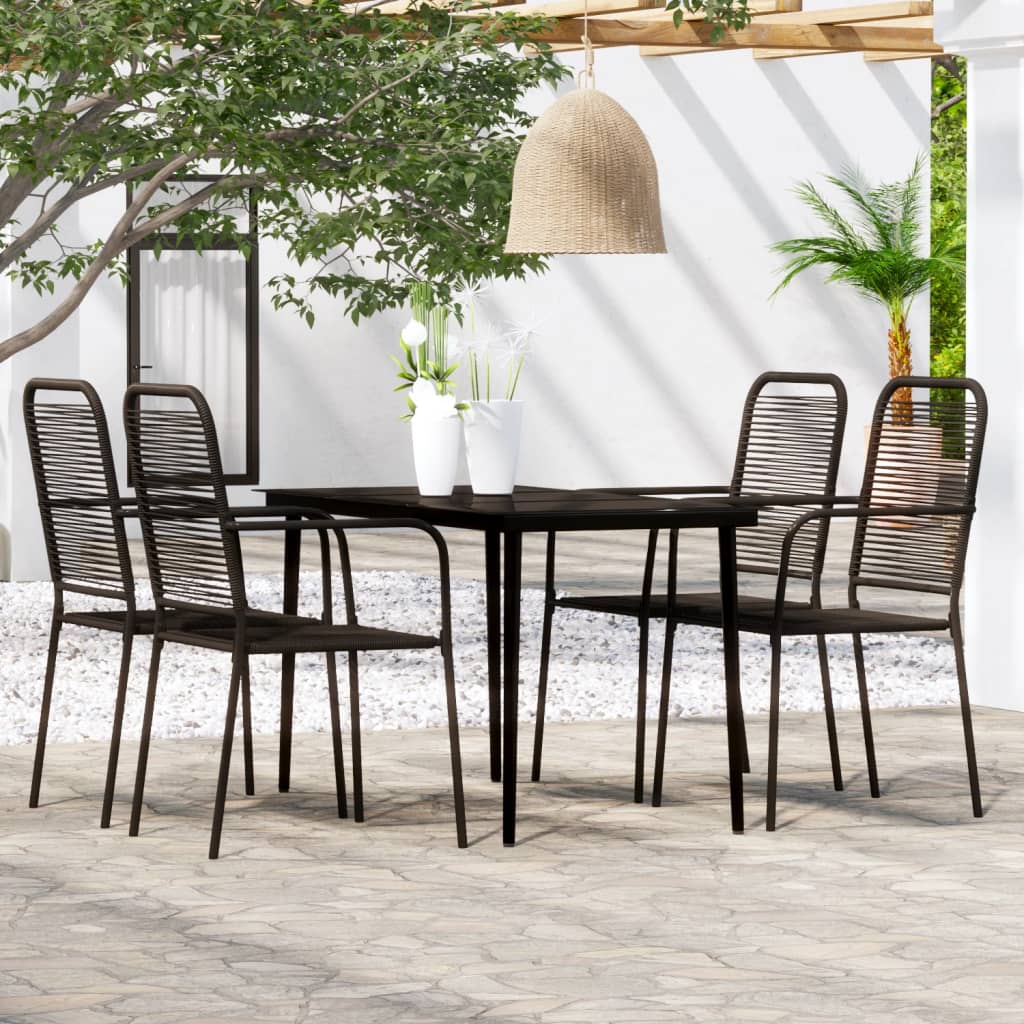 9 Piece Garden Dining Set Black