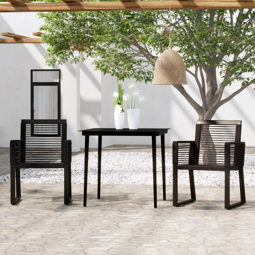 7 Piece Garden Dining Set Black