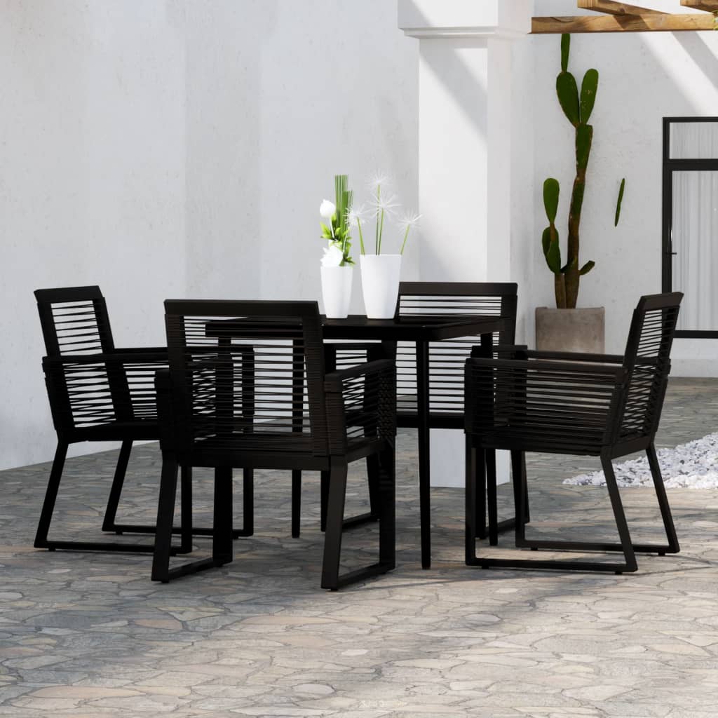 7 Piece Garden Dining Set Black