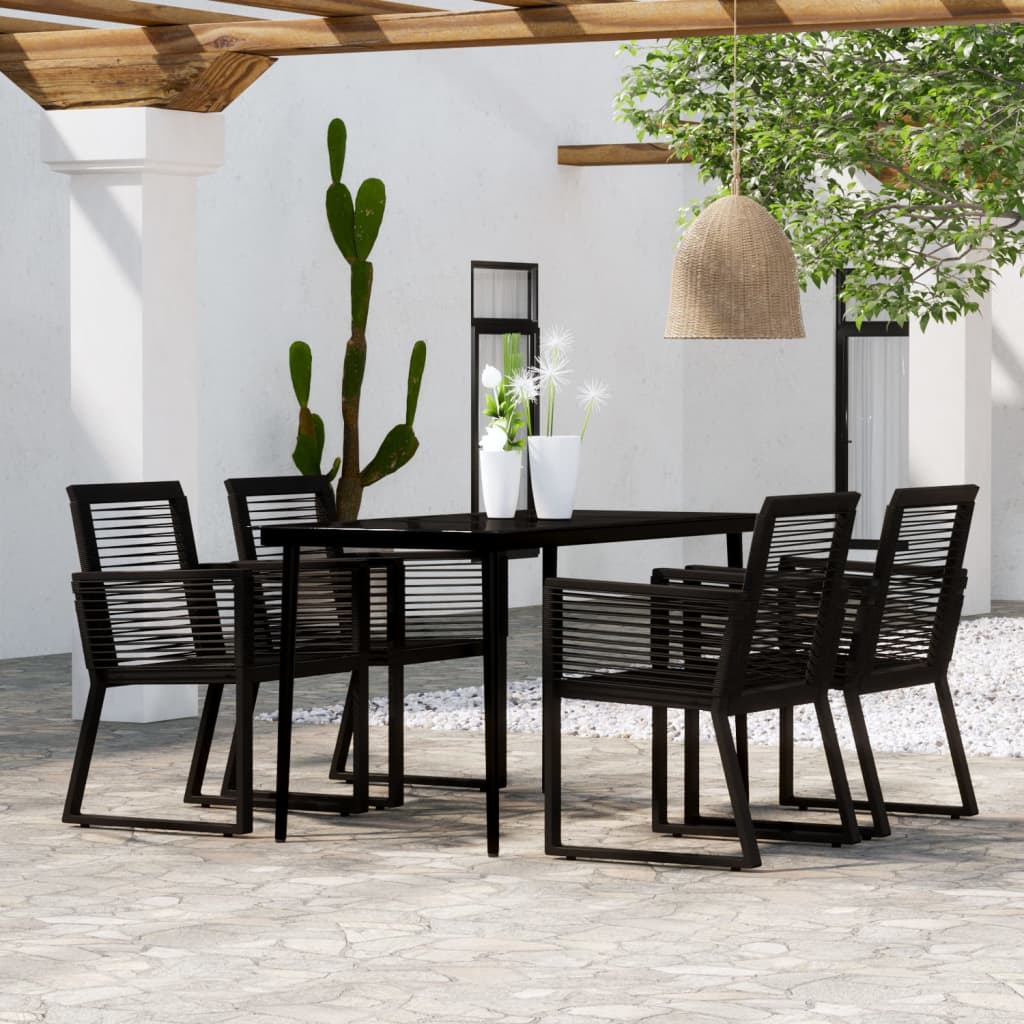 7 Piece Garden Dining Set Black