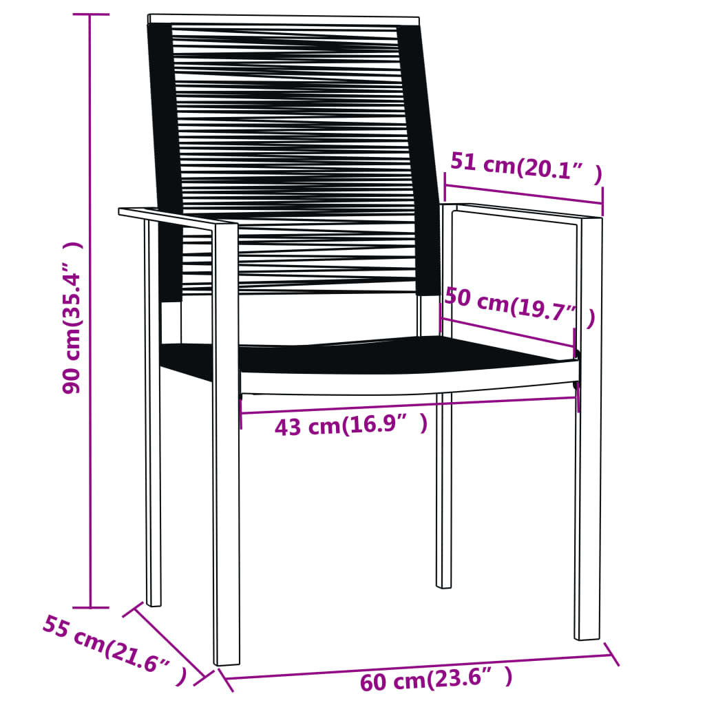5 Piece Garden Dining Set Black