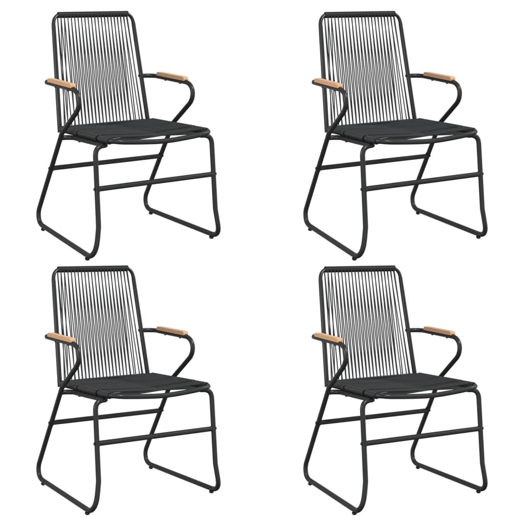 5 Piece Garden Dining Set Black Pvc Rattan
